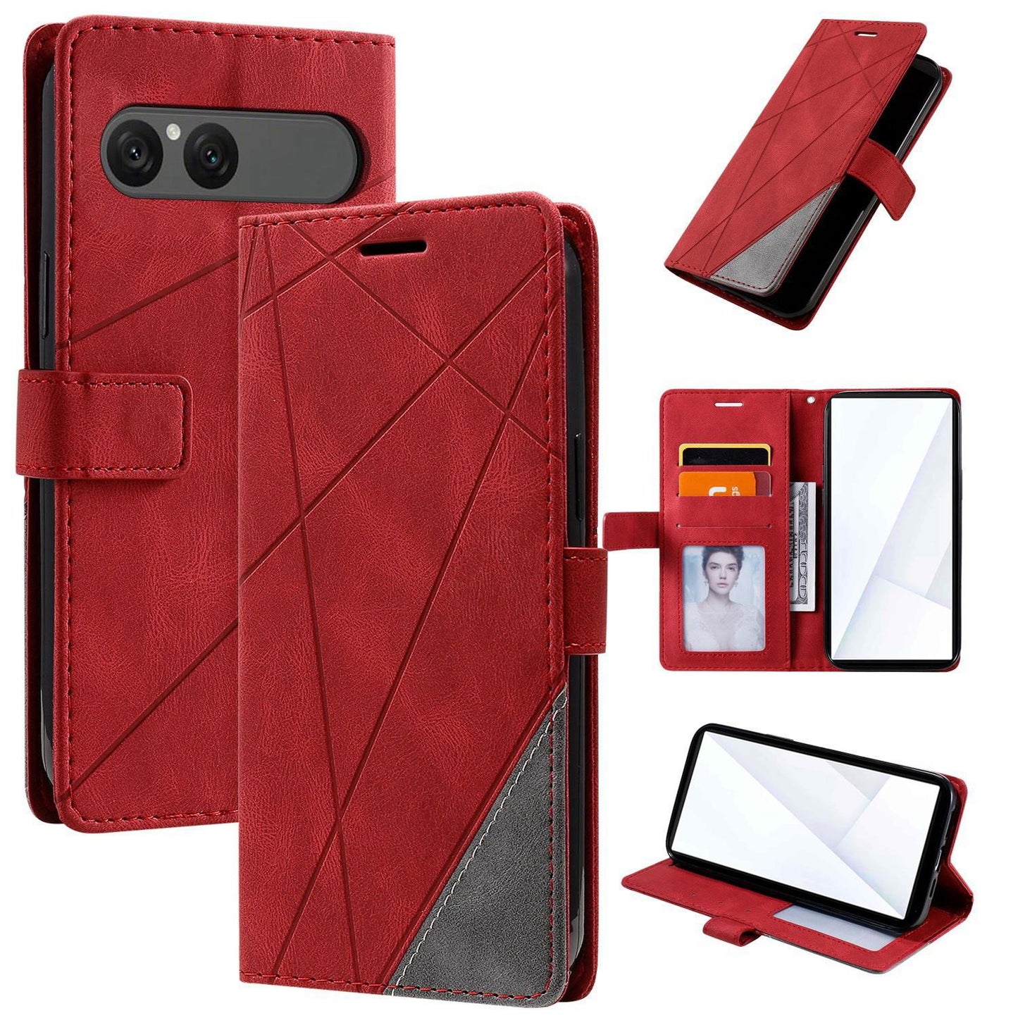 For Sony Xperia 10 VII Skin Feel Splicing Leather Phone Case(Red)