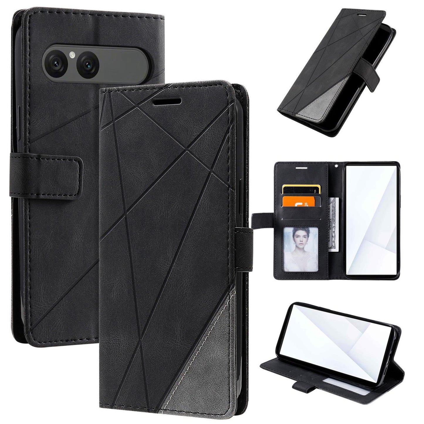 For Sony Xperia 10 VII Skin Feel Splicing Leather Phone Case(Black)