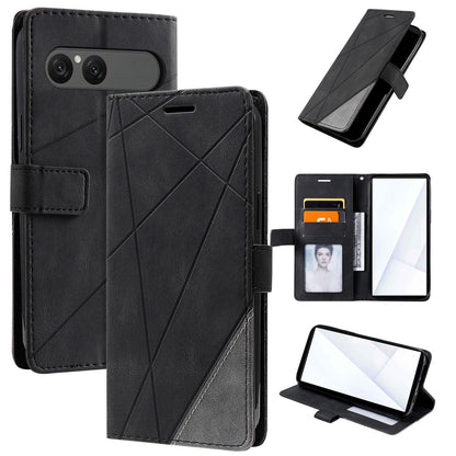 For Sony Xperia 10 VII Skin Feel Splicing Leather Phone Case(Black)
