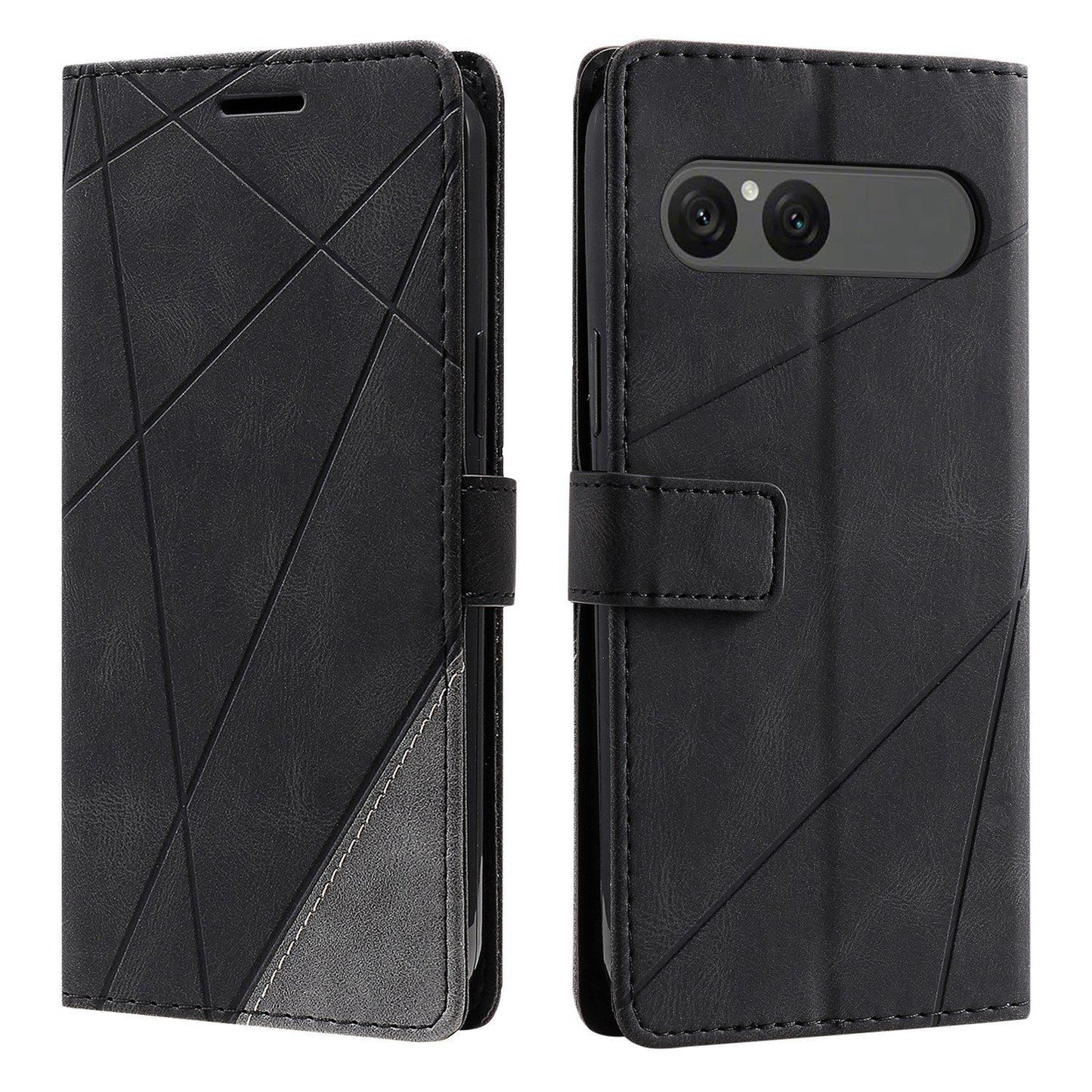 For Sony Xperia 10 VII Skin Feel Splicing Leather Phone Case(Black)
