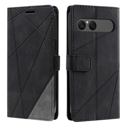 For Sony Xperia 10 VII Skin Feel Splicing Leather Phone Case(Black)