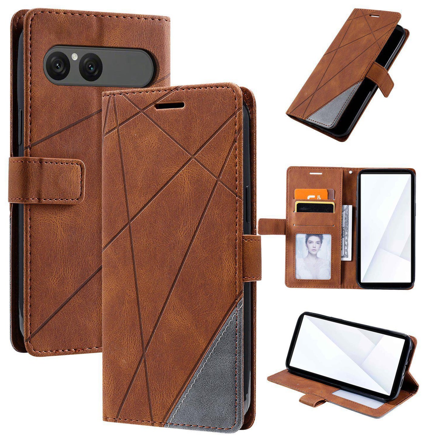 For Sony Xperia 10 VII Skin Feel Splicing Leather Phone Case(Brown)