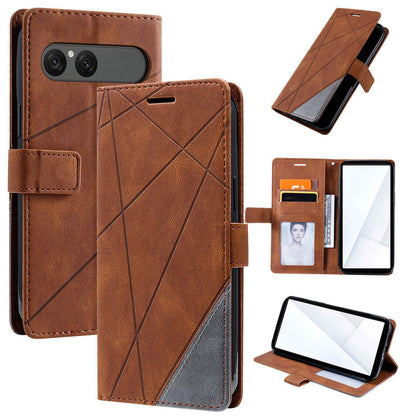 For Sony Xperia 10 VII Skin Feel Splicing Leather Phone Case(Brown)