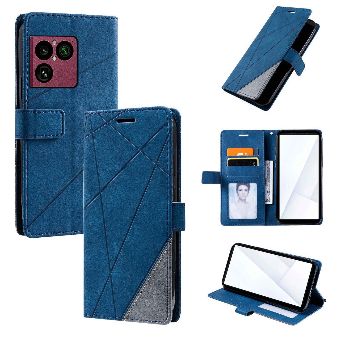 For Sony Xperia 1 VIII Skin Feel Splicing Leather Phone Case(Blue)
