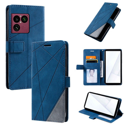 For Sony Xperia 1 VIII Skin Feel Splicing Leather Phone Case(Blue)