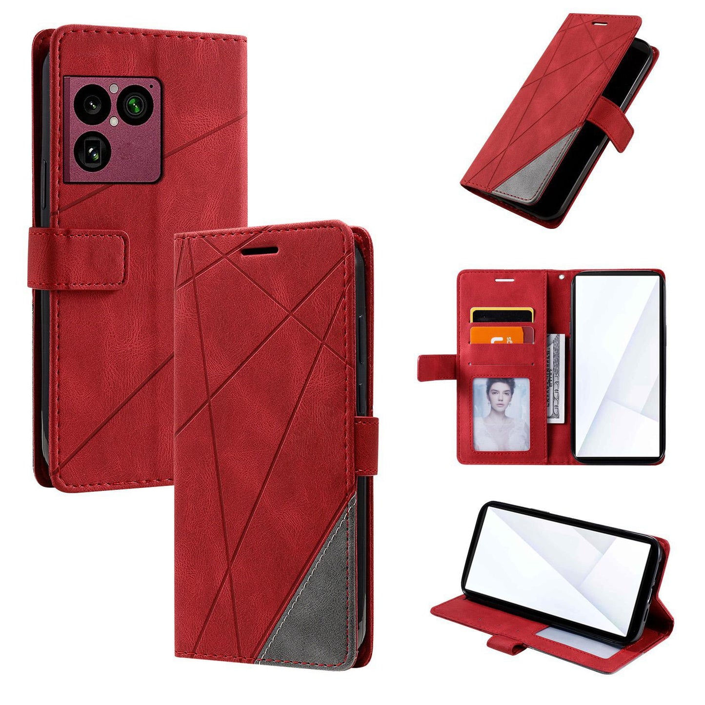 For Sony Xperia 1 VIII Skin Feel Splicing Leather Phone Case(Red)