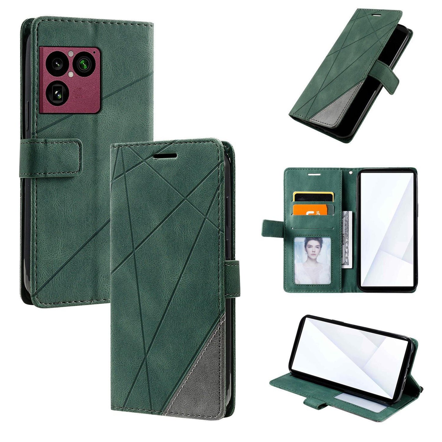 For Sony Xperia 1 VIII Skin Feel Splicing Leather Phone Case(Green)