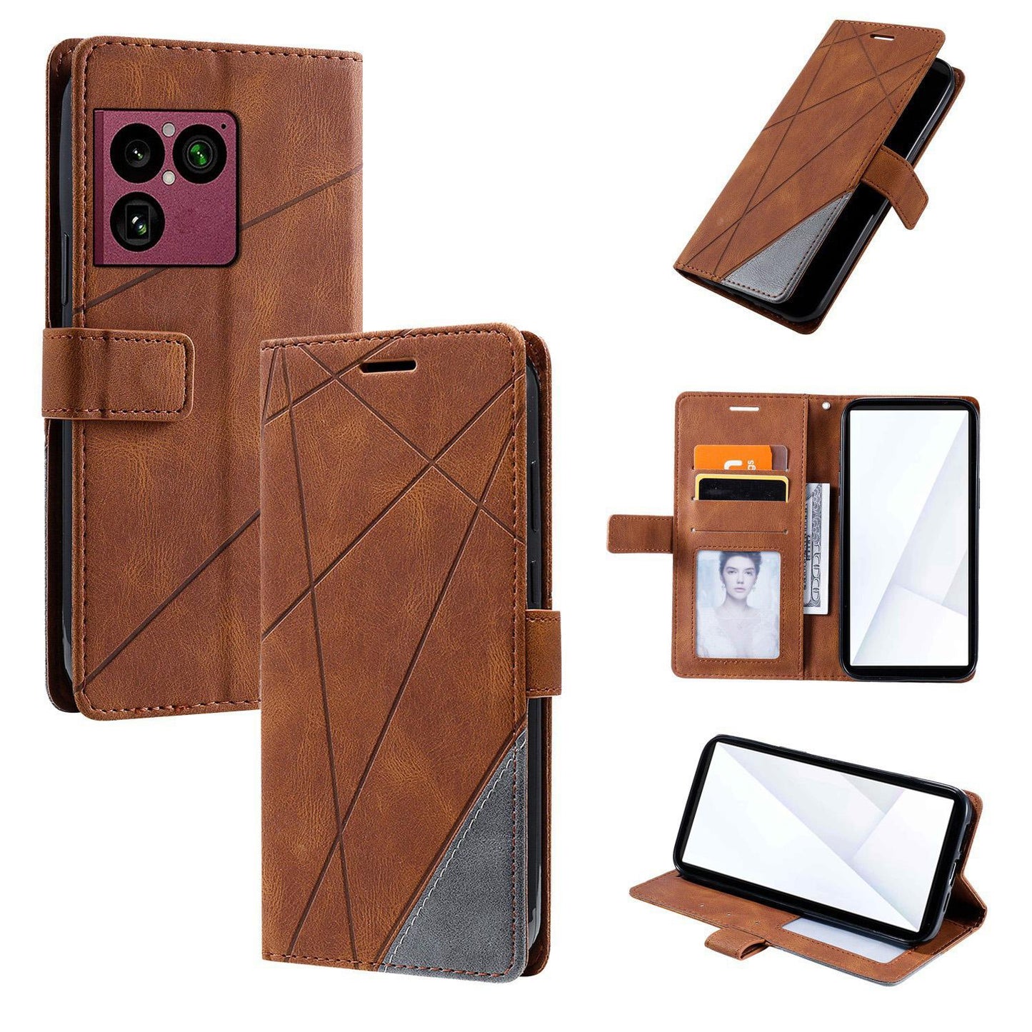 For Sony Xperia 1 VIII Skin Feel Splicing Leather Phone Case(Brown)