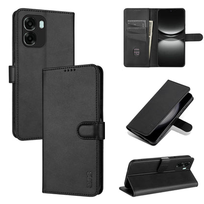 For OPPO A6x 5G / A6 5G Global AZNS Skin Feel Calf Texture Flip Leather Phone Case(Black)