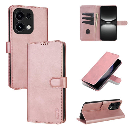 For OPPO Reno16 Pro 5G Global AZNS Skin Feel Calf Texture Flip Leather Phone Case(Rose Gold)