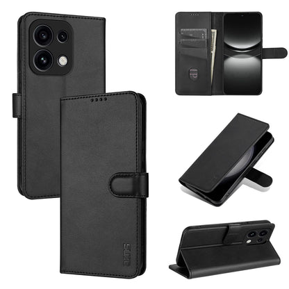 For OPPO Reno16 Pro 5G Global AZNS Skin Feel Calf Texture Flip Leather Phone Case(Black)
