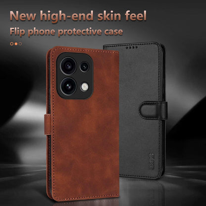 For OPPO Reno16 Pro 5G Global AZNS Skin Feel Calf Texture Flip Leather Phone Case(Black)