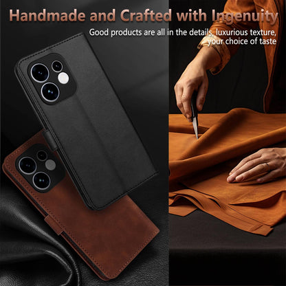For OPPO Reno16 5G Global AZNS Skin Feel Calf Texture Flip Leather Phone Case(Brown)