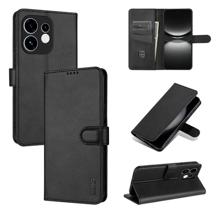 For OPPO Reno16 5G Global AZNS Skin Feel Calf Texture Flip Leather Phone Case(Black)