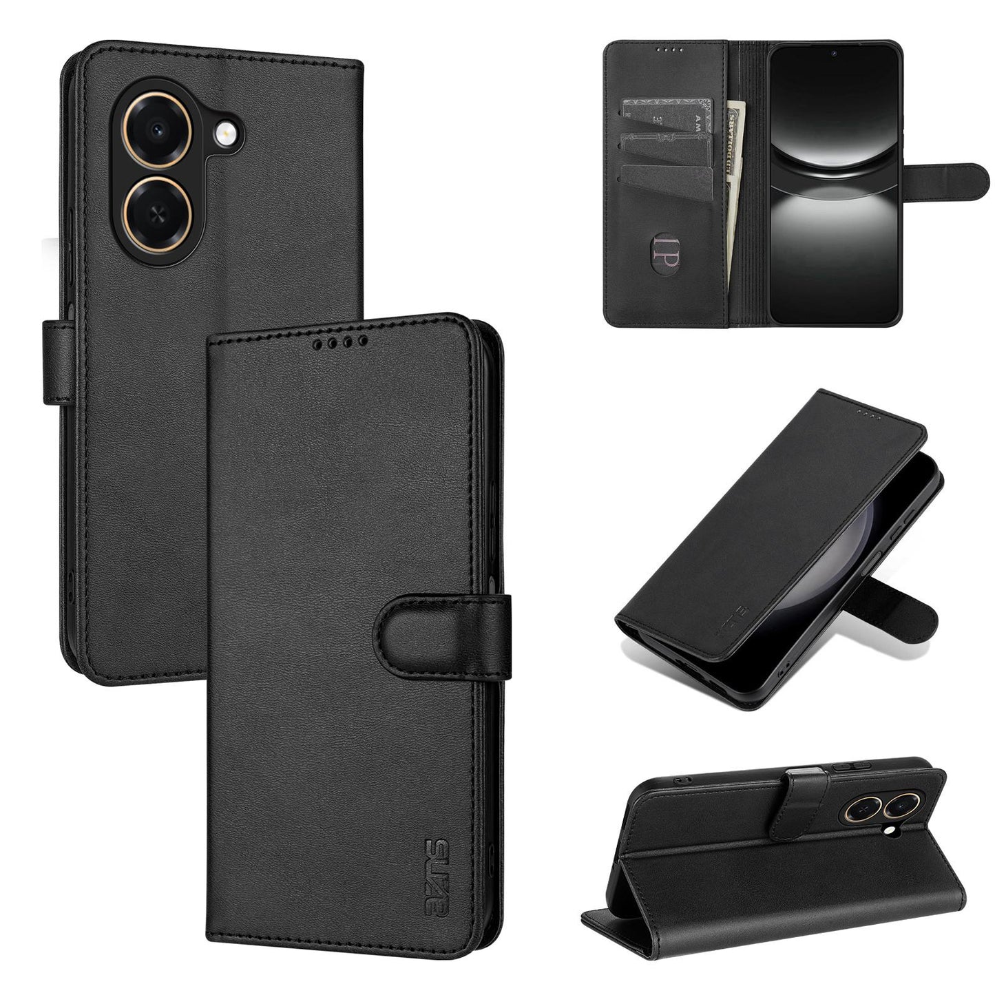 For Honor Play 80 Plus 5G AZNS Skin Feel Calf Texture Flip Leather Phone Case(Black)