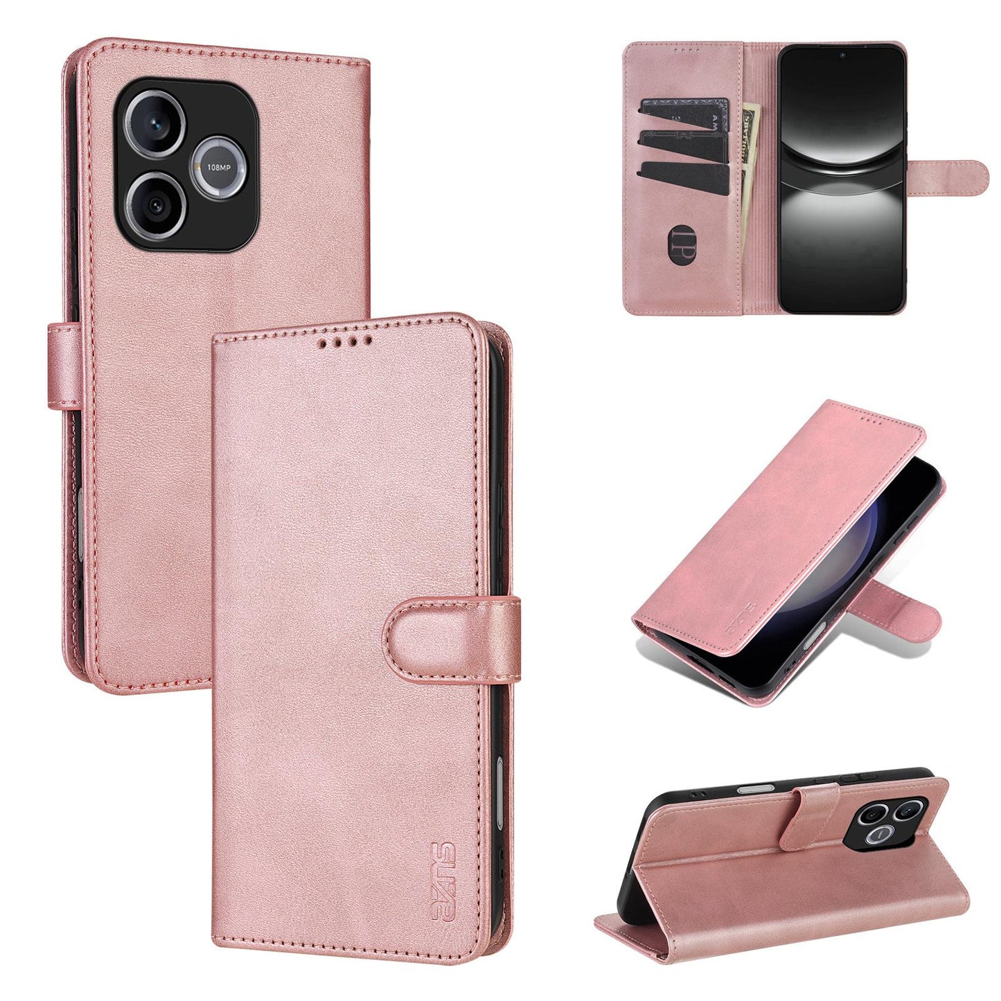For Honor 600 Lite Global AZNS Skin Feel Calf Texture Flip Leather Phone Case(Rose Gold)