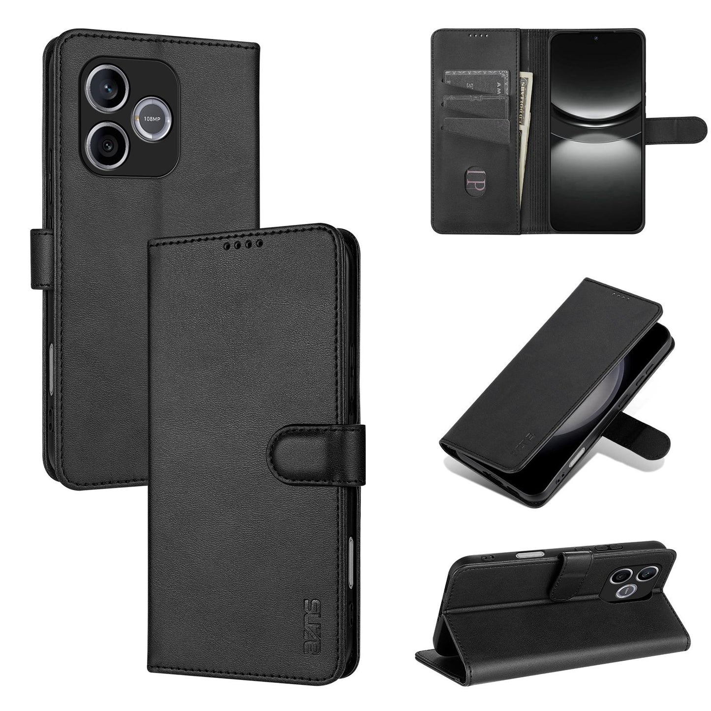 For Honor 600 Lite Global AZNS Skin Feel Calf Texture Flip Leather Phone Case(Black)