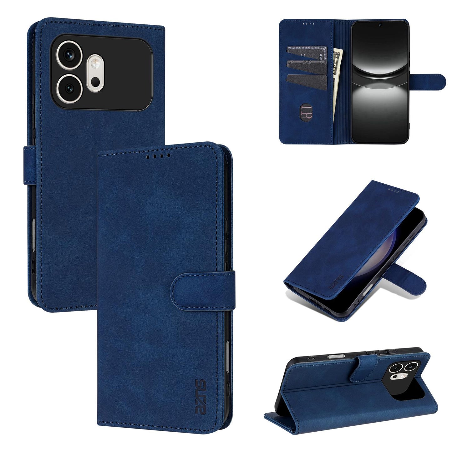 For Honor 600 Global AZNS Skin Feel Calf Texture Flip Leather Phone Case(Blue)