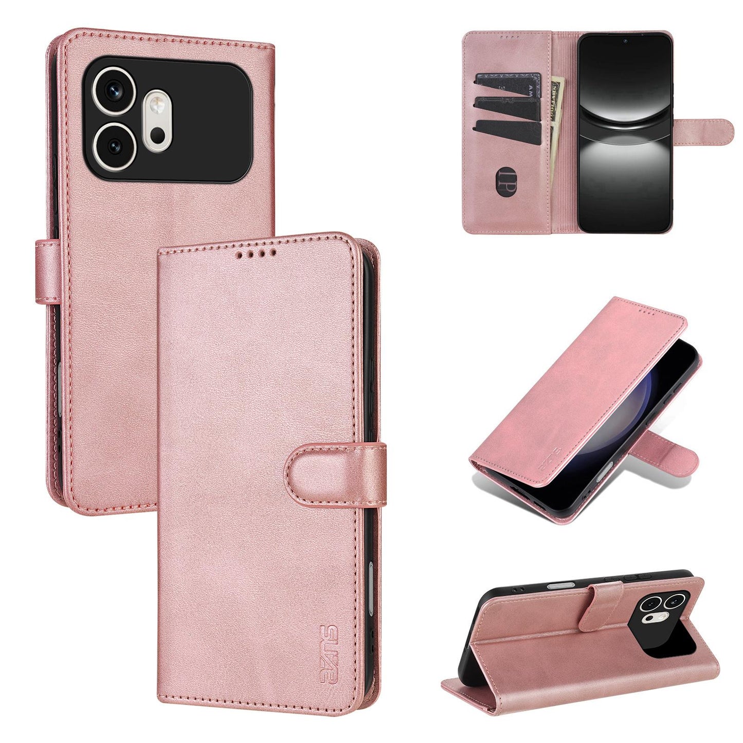 For Honor 600 Global AZNS Skin Feel Calf Texture Flip Leather Phone Case(Rose Gold)