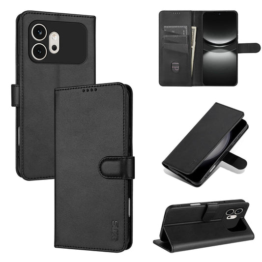 For Honor 600 Global AZNS Skin Feel Calf Texture Flip Leather Phone Case(Black)