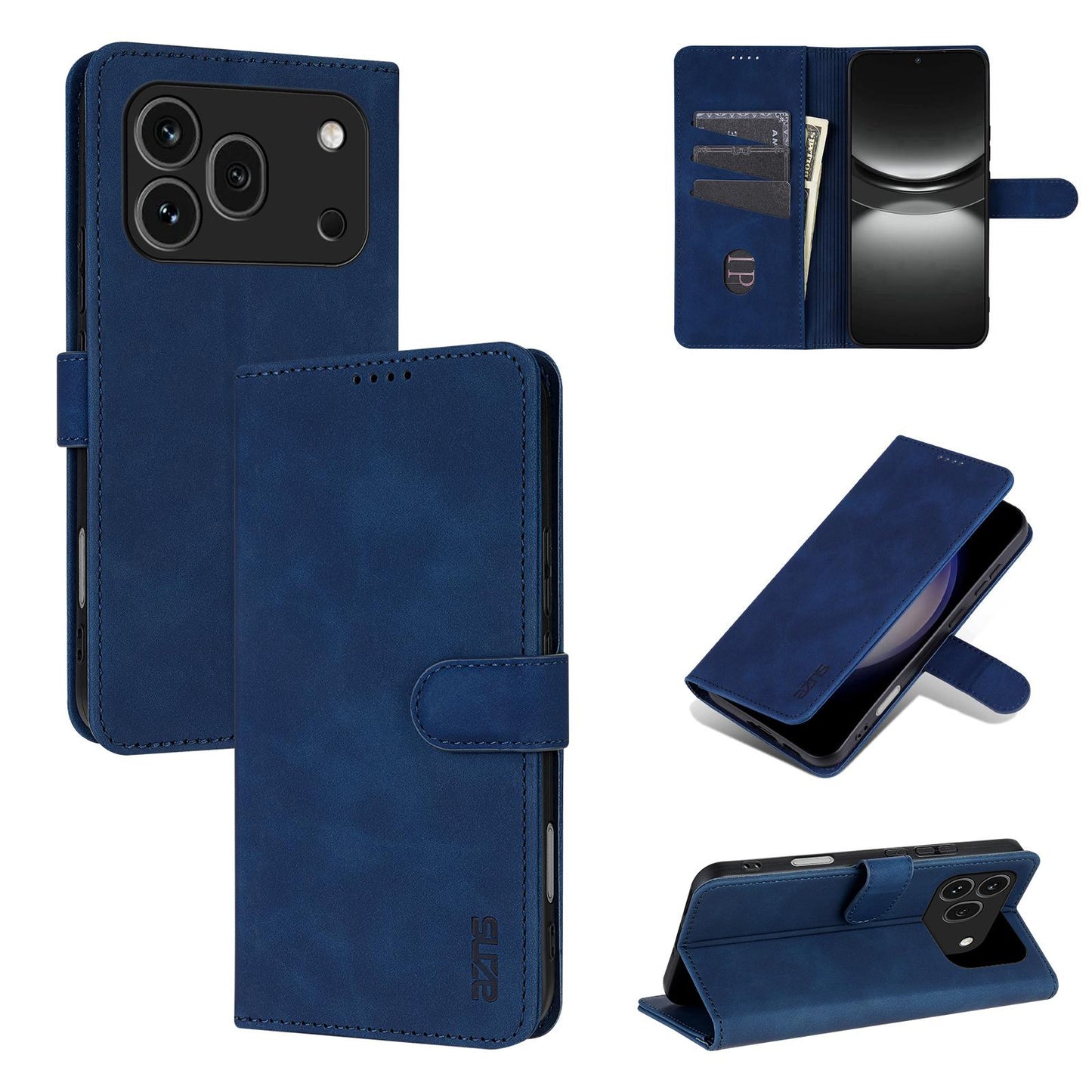 For Honor 600 Pro Global AZNS Skin Feel Calf Texture Flip Leather Phone Case(Blue)