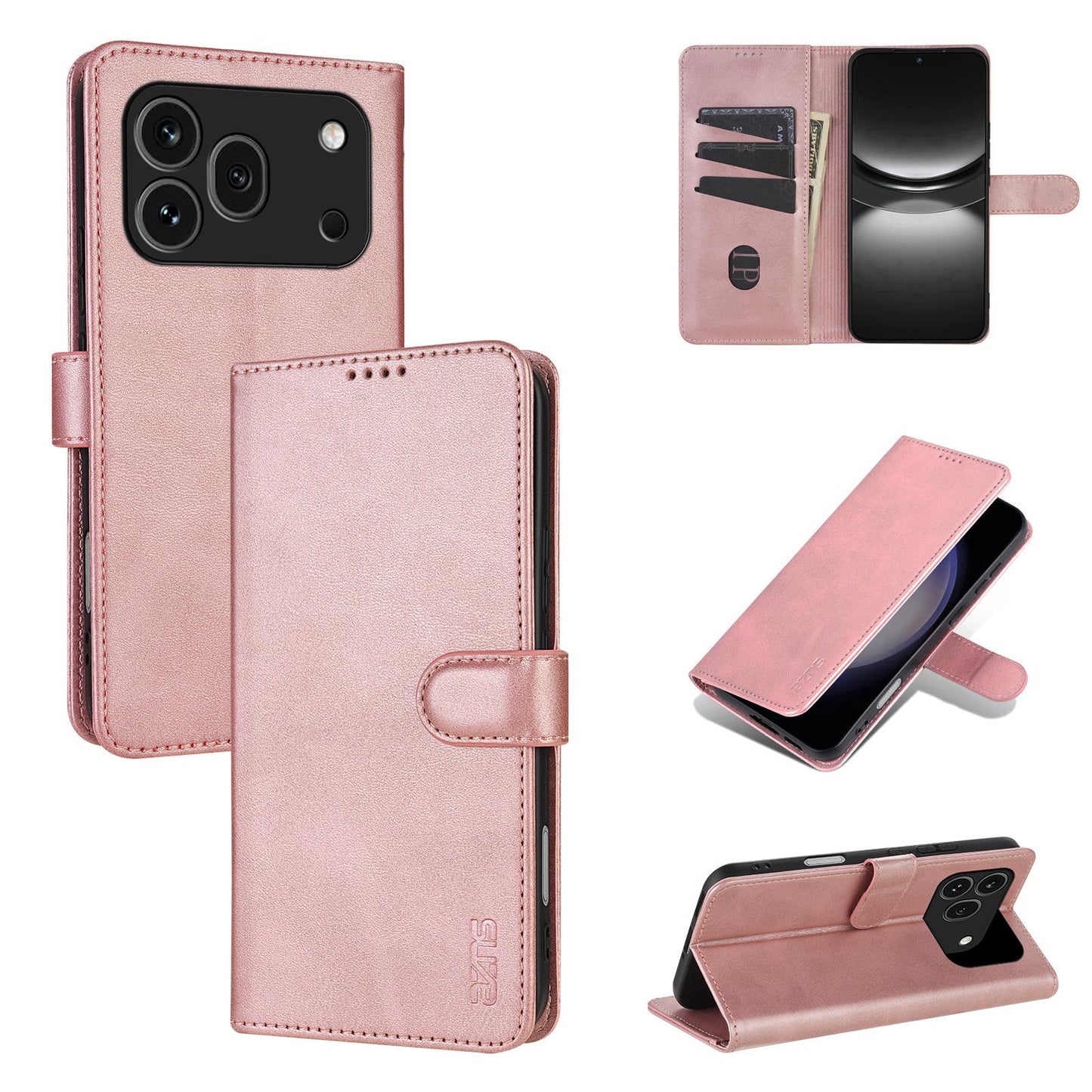 For Honor 600 Pro Global AZNS Skin Feel Calf Texture Flip Leather Phone Case(Rose Gold)