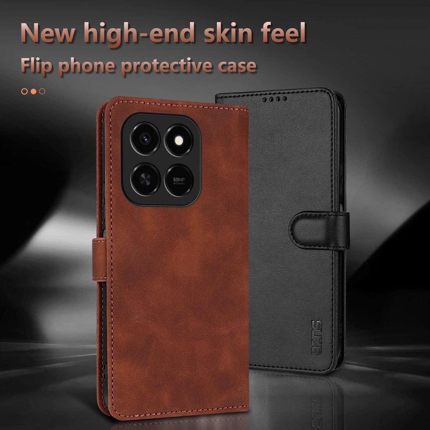 For Honor Play 10T 5G/400 Smart 5G AZNS Skin Feel Calf Texture Flip Leather Phone Case(Brown)