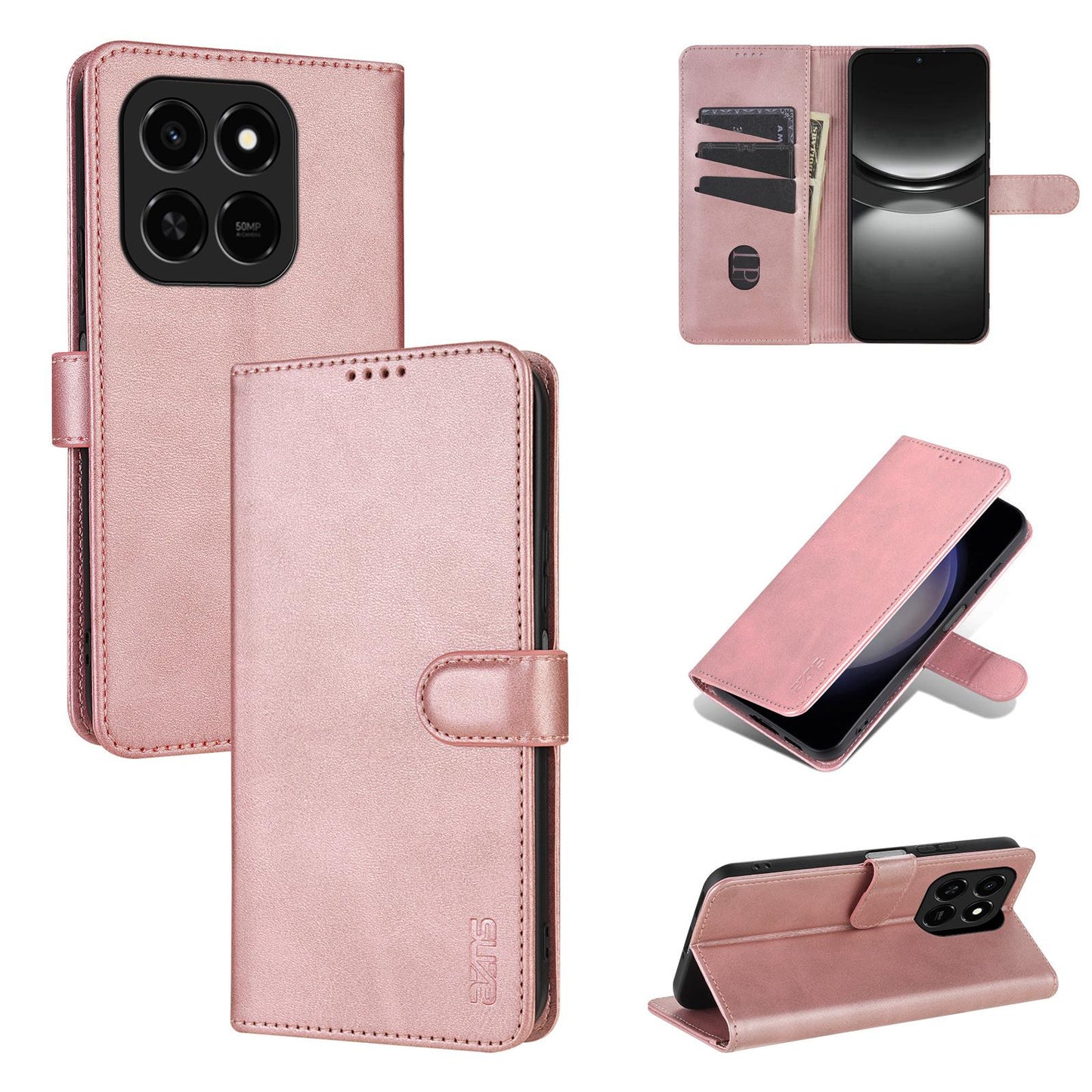 For Honor Play 10T 5G/400 Smart 5G AZNS Skin Feel Calf Texture Flip Leather Phone Case(Rose Gold)
