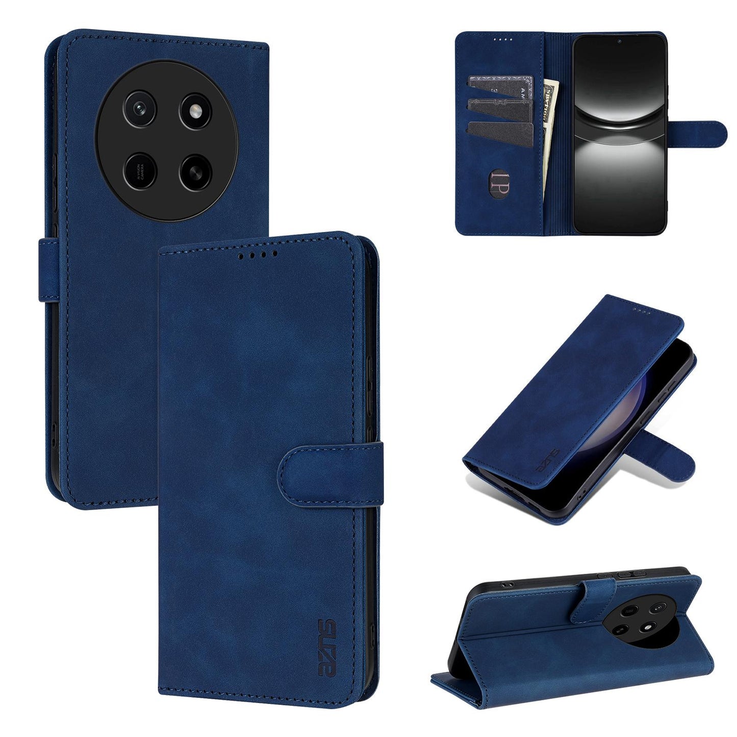 For Honor X80 Pro Max 5G AZNS Skin Feel Calf Texture Flip Leather Phone Case(Blue)