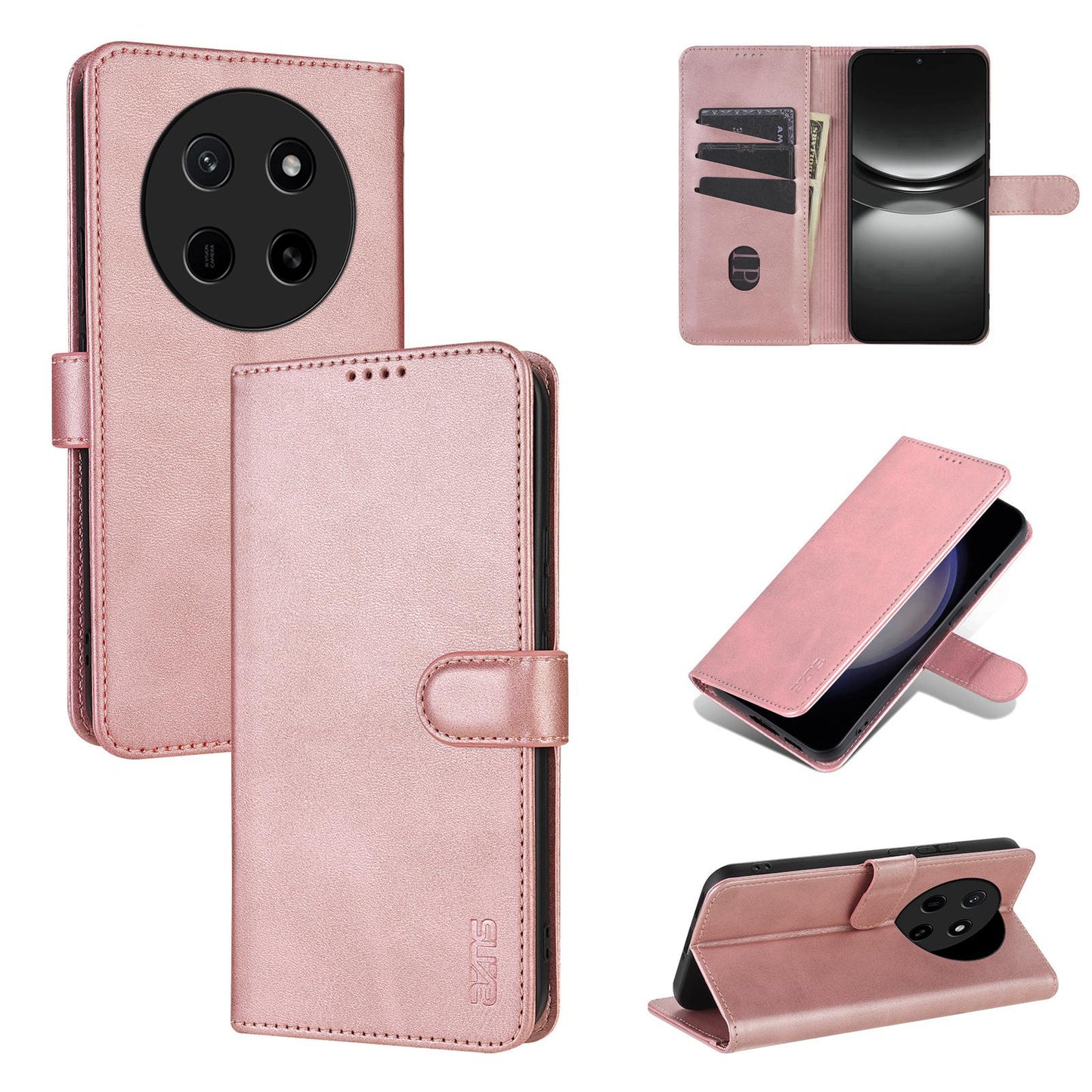 For Honor X80 Pro Max 5G AZNS Skin Feel Calf Texture Flip Leather Phone Case(Rose Gold)