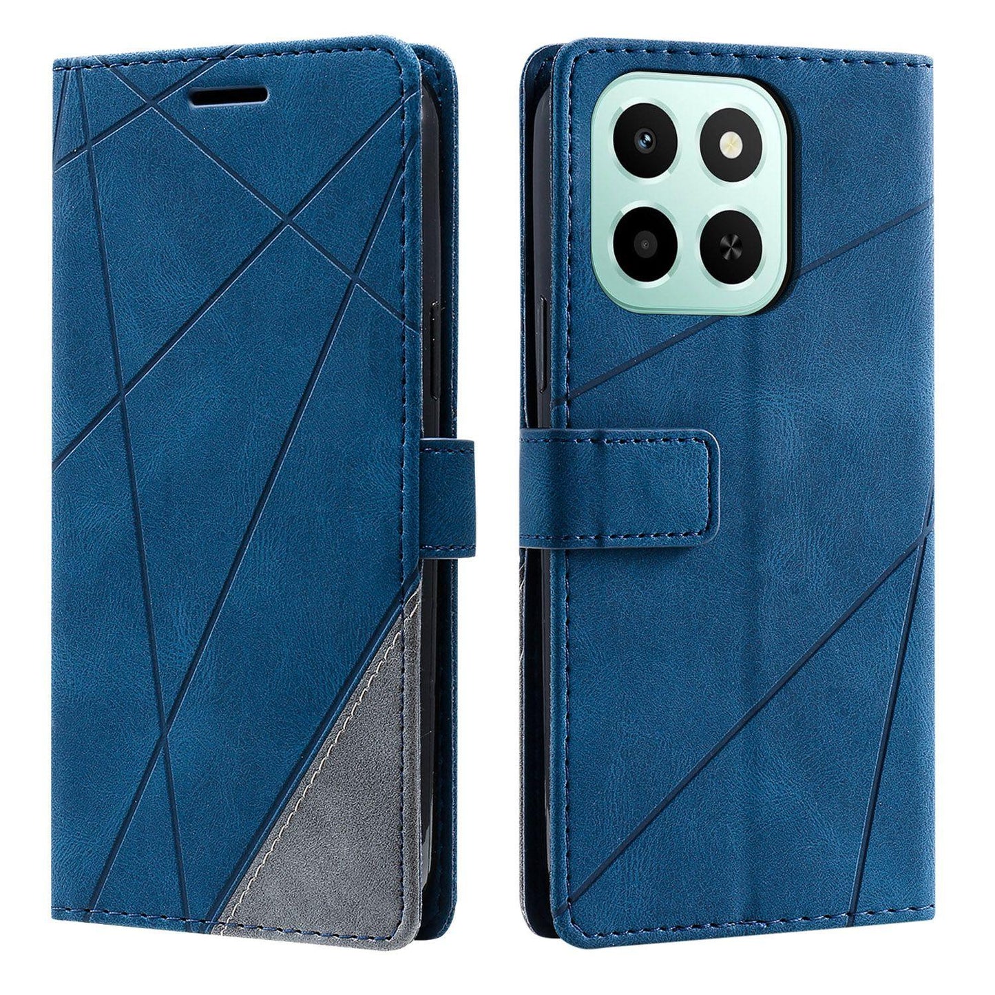 For Honor X6c / X5b / X5b Plus 4G Skin Feel Splicing Leather Phone Case(Blue)