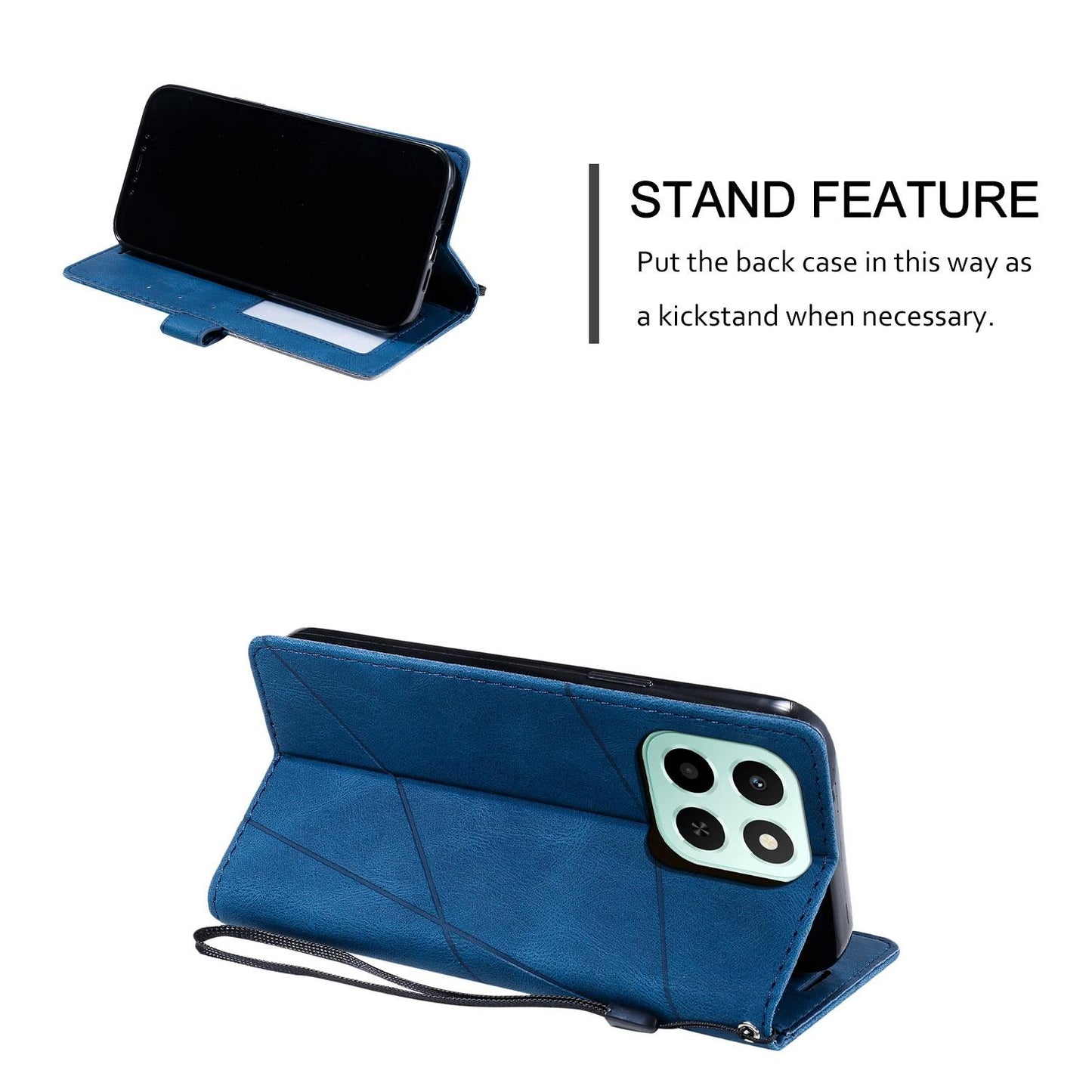 For Honor X6c / X5b / X5b Plus 4G Skin Feel Splicing Leather Phone Case(Blue)