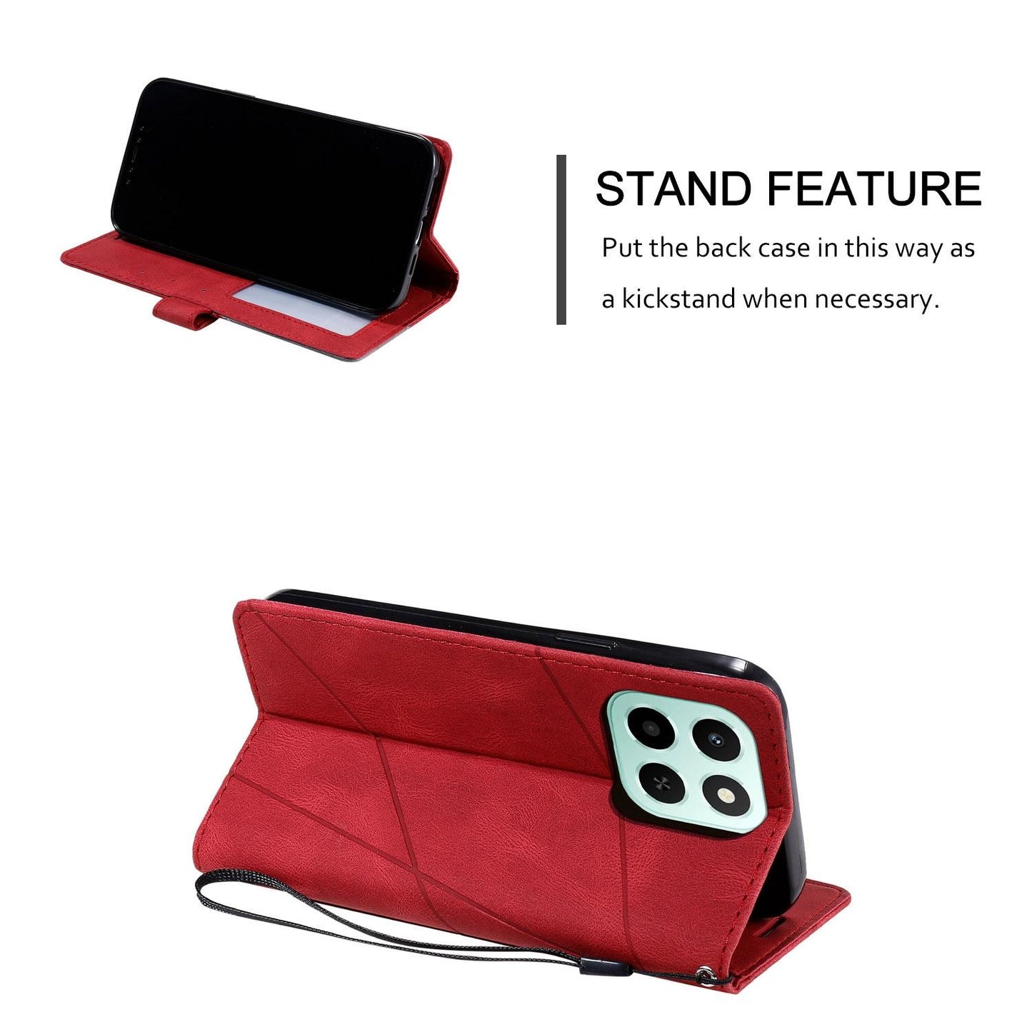 For Honor X6c / X5b / X5b Plus 4G Skin Feel Splicing Leather Phone Case(Red)