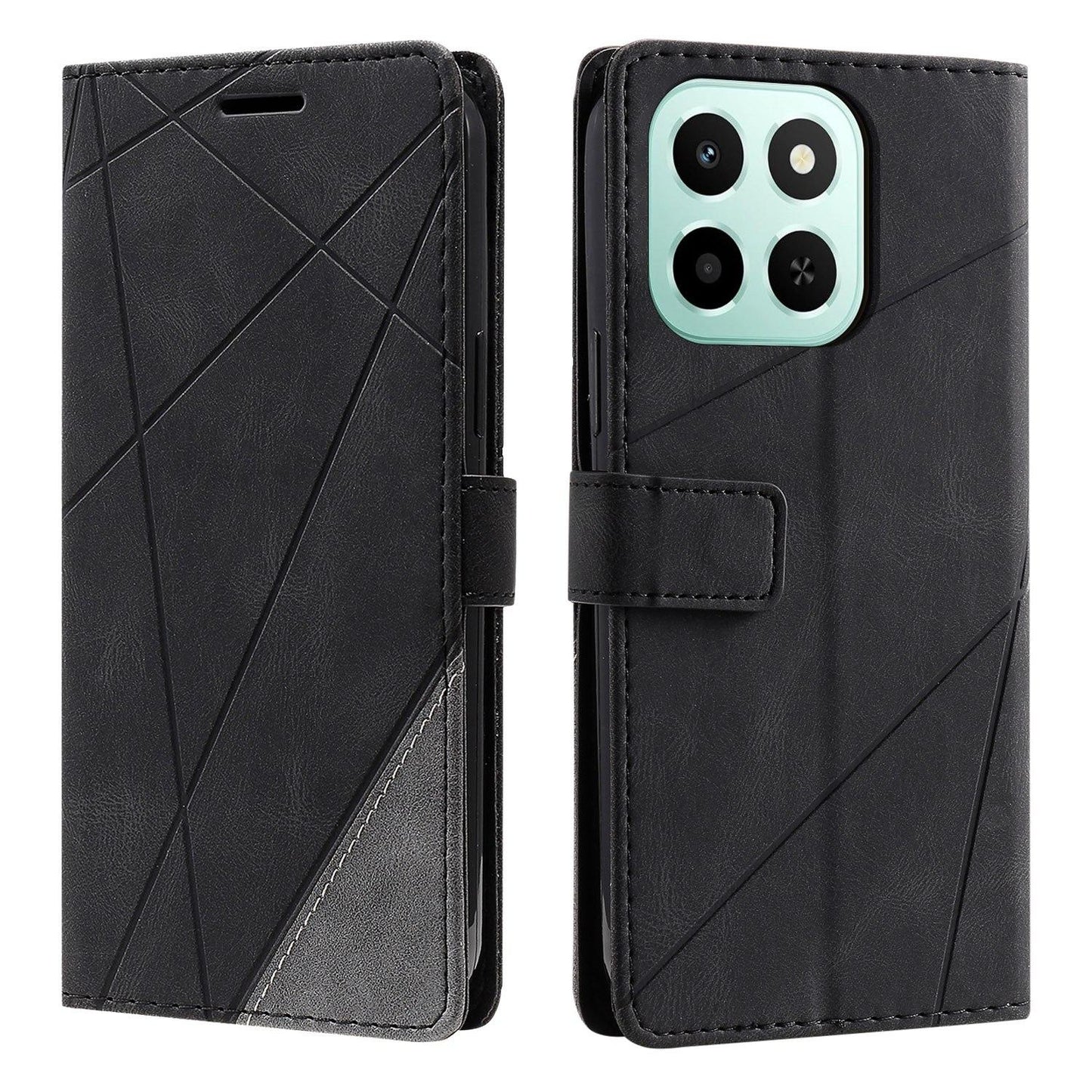 For Honor X6c / X5b / X5b Plus 4G Skin Feel Splicing Leather Phone Case(Black)