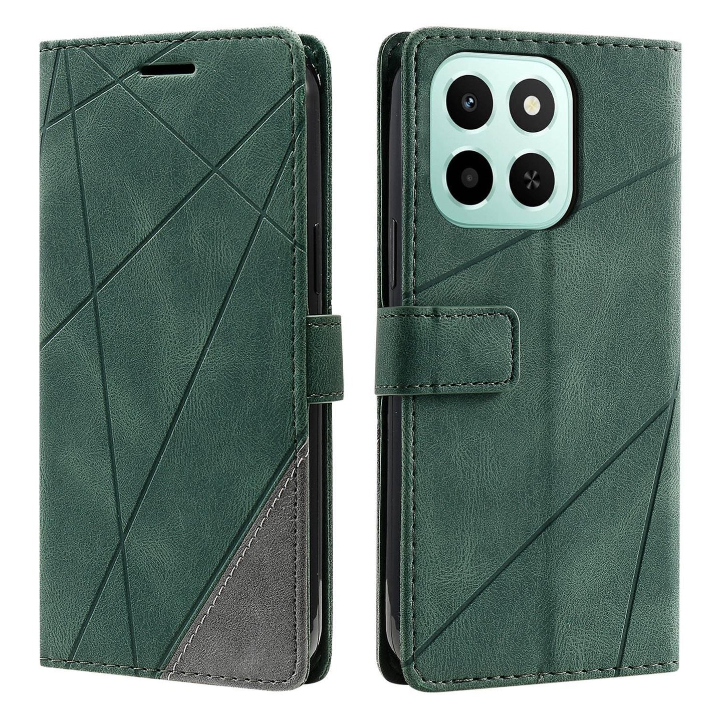 For Honor X6c / X5b / X5b Plus 4G Skin Feel Splicing Leather Phone Case(Green)