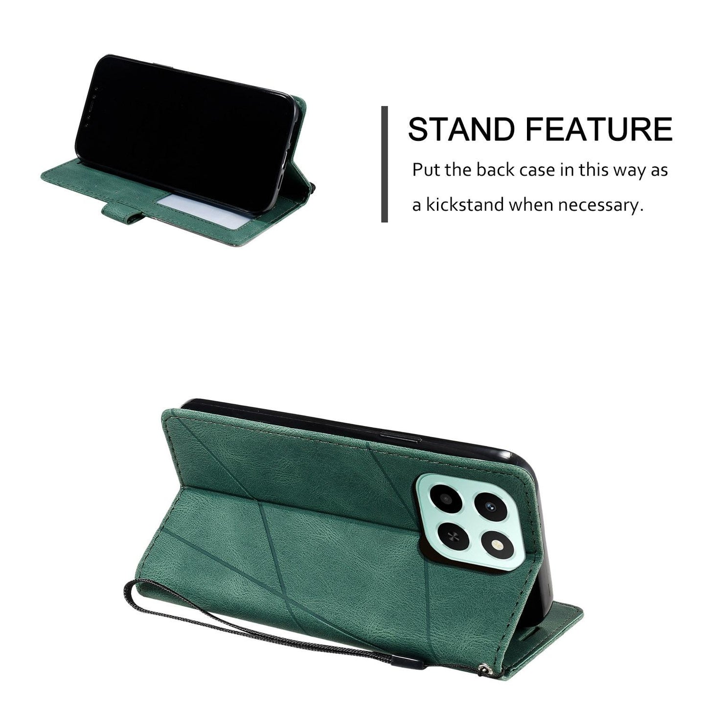For Honor X6c / X5b / X5b Plus 4G Skin Feel Splicing Leather Phone Case(Green)