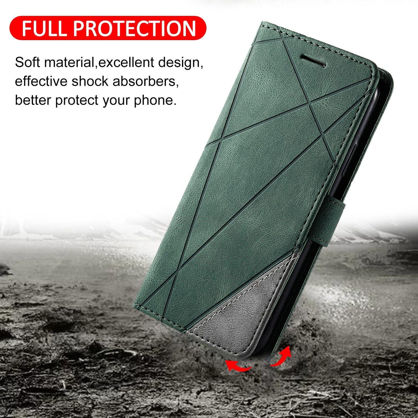 For Honor X6c / X5b / X5b Plus 4G Skin Feel Splicing Leather Phone Case(Green)