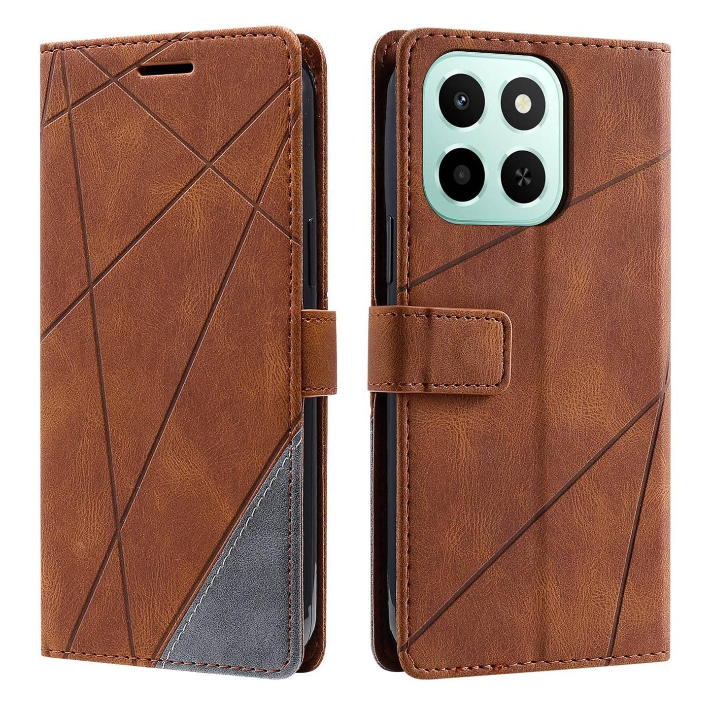 For Honor X6c / X5b / X5b Plus 4G Skin Feel Splicing Leather Phone Case(Brown)