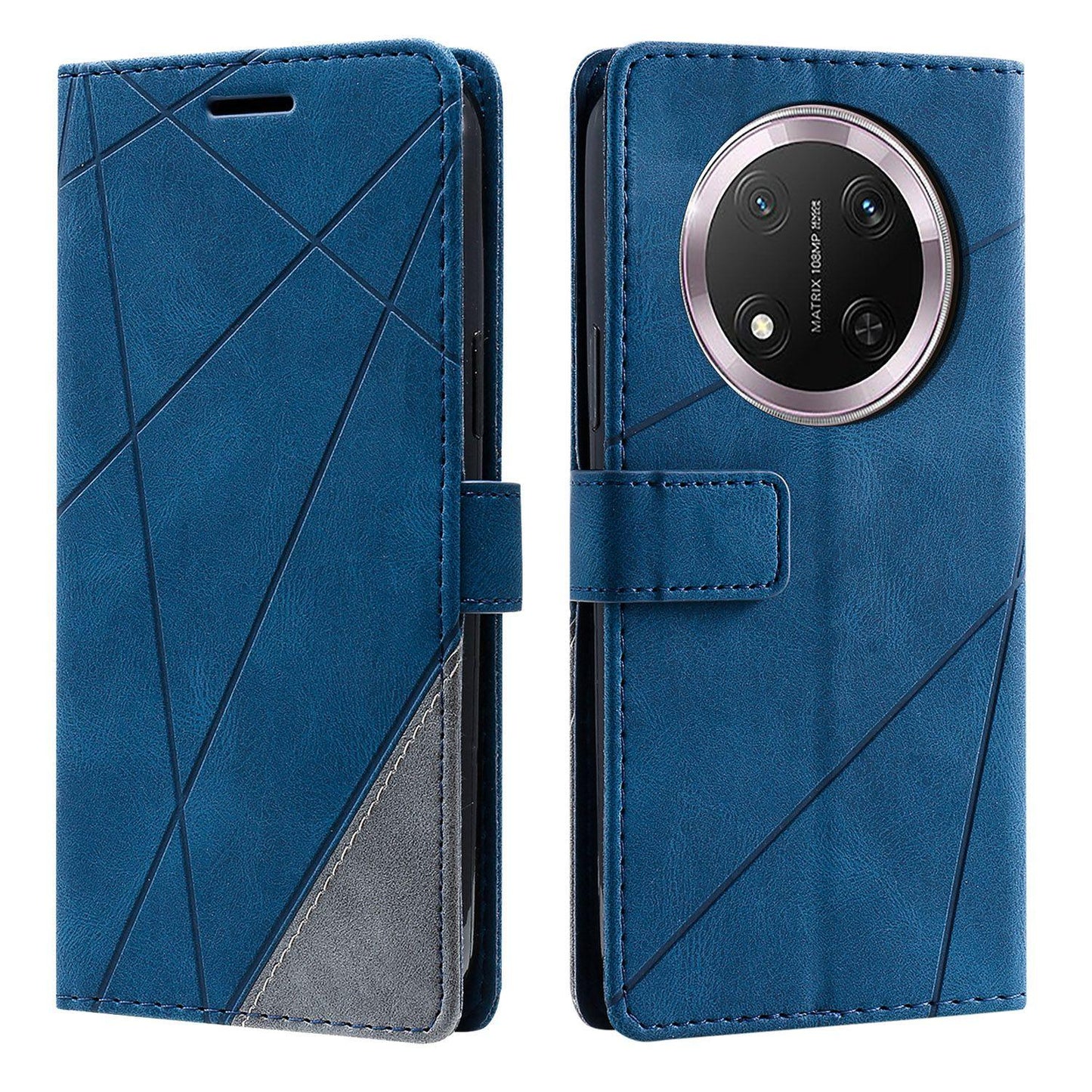For Honor X9c / Magic7 Lite Skin Feel Splicing Leather Phone Case(Blue)