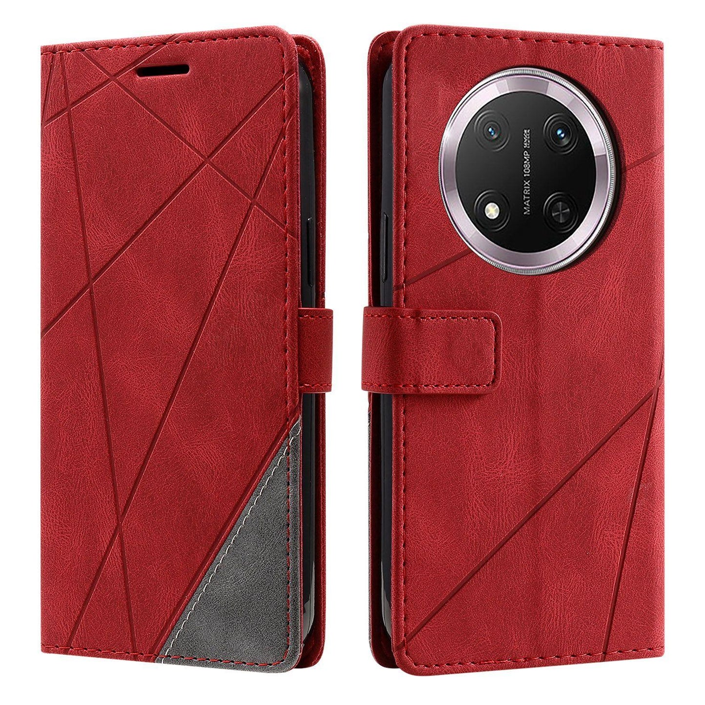 For Honor X9c / Magic7 Lite Skin Feel Splicing Leather Phone Case(Red)