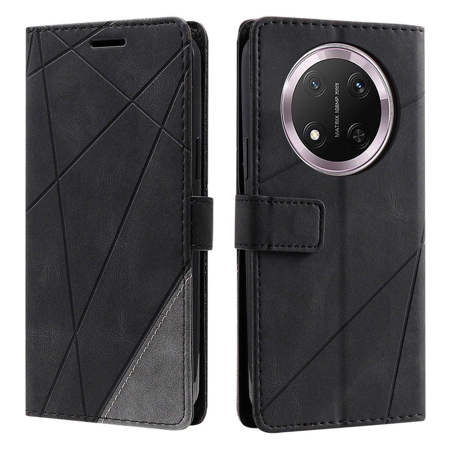 For Honor X9c / Magic7 Lite Skin Feel Splicing Leather Phone Case(Black)