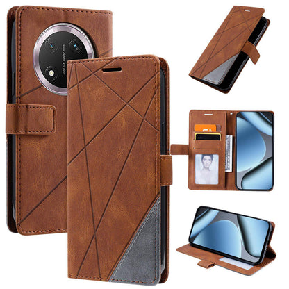 For Honor X9c / Magic7 Lite Skin Feel Splicing Leather Phone Case(Brown)