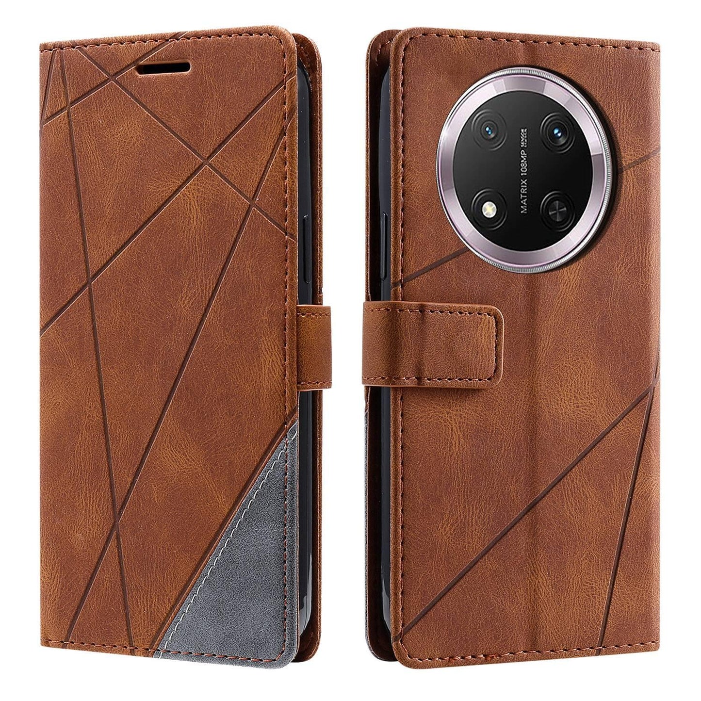 For Honor X9c / Magic7 Lite Skin Feel Splicing Leather Phone Case(Brown)