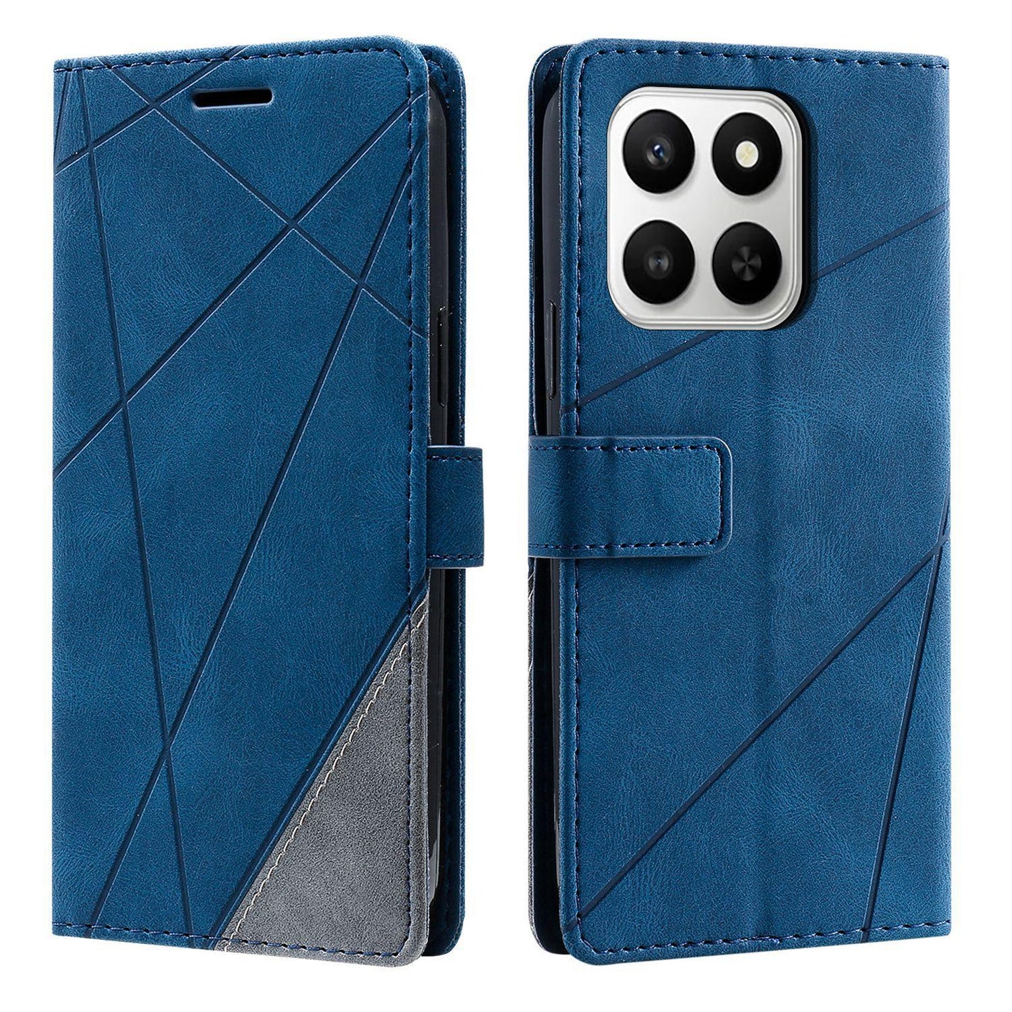For Honor 400 Smart / X7d 5G Skin Feel Splicing Leather Phone Case(Blue)