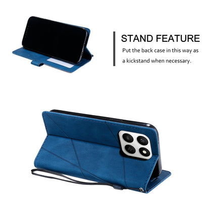 For Honor 400 Smart / X7d 5G Skin Feel Splicing Leather Phone Case(Blue)