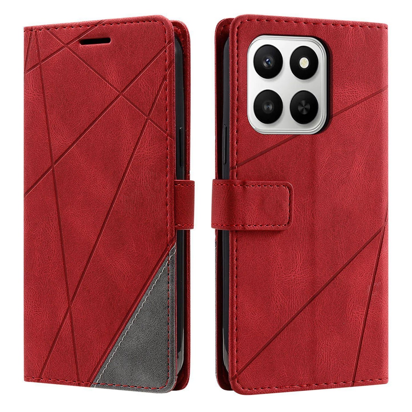 For Honor 400 Smart / X7d 5G Skin Feel Splicing Leather Phone Case(Red)