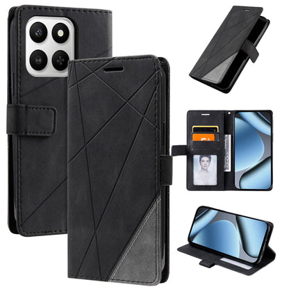 For Honor 400 Smart / X7d 5G Skin Feel Splicing Leather Phone Case(Black)