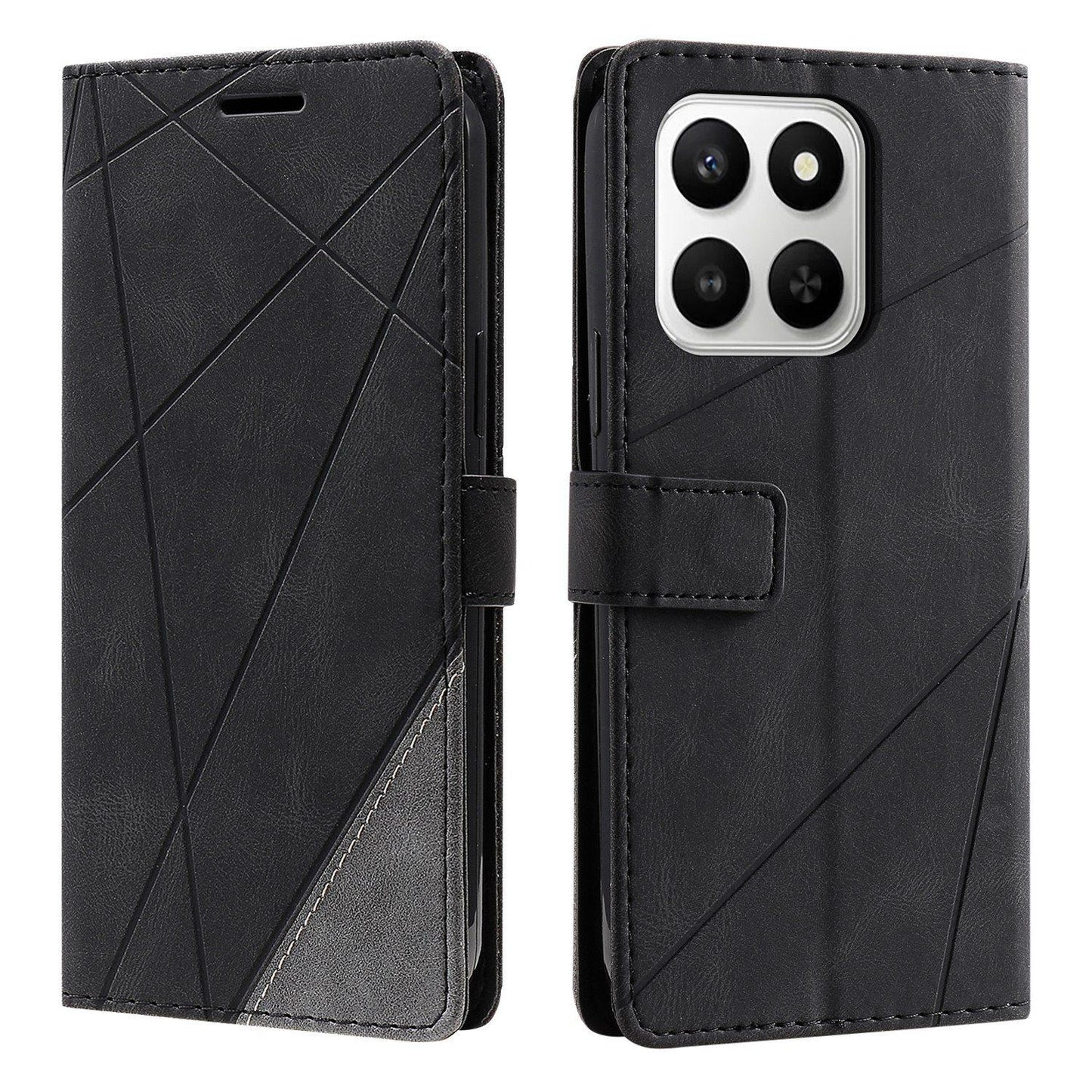 For Honor 400 Smart / X7d 5G Skin Feel Splicing Leather Phone Case(Black)