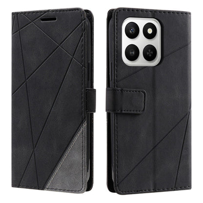 For Honor 400 Smart / X7d 5G Skin Feel Splicing Leather Phone Case(Black)