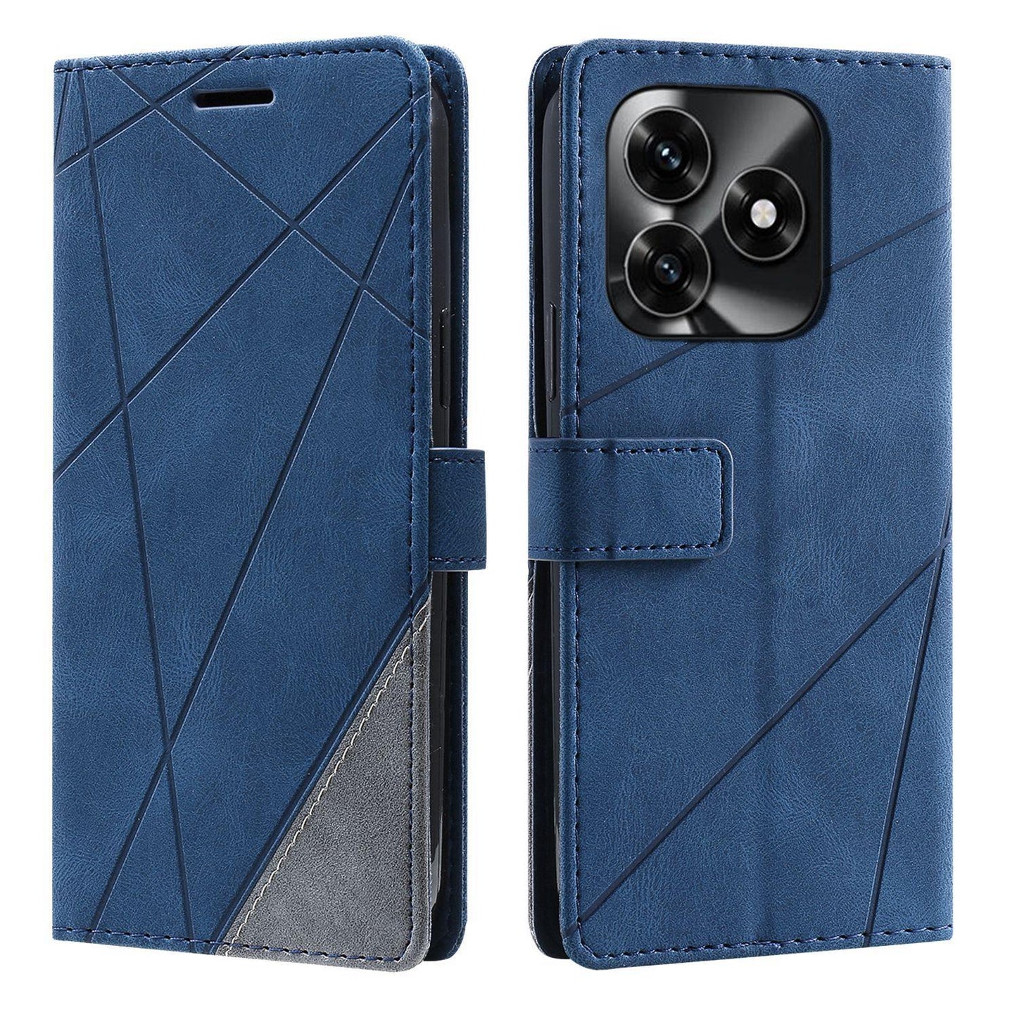 For Honor X5c / X5c Plus 4G / Play 10A 4G Skin Feel Splicing Leather Phone Case(Blue)